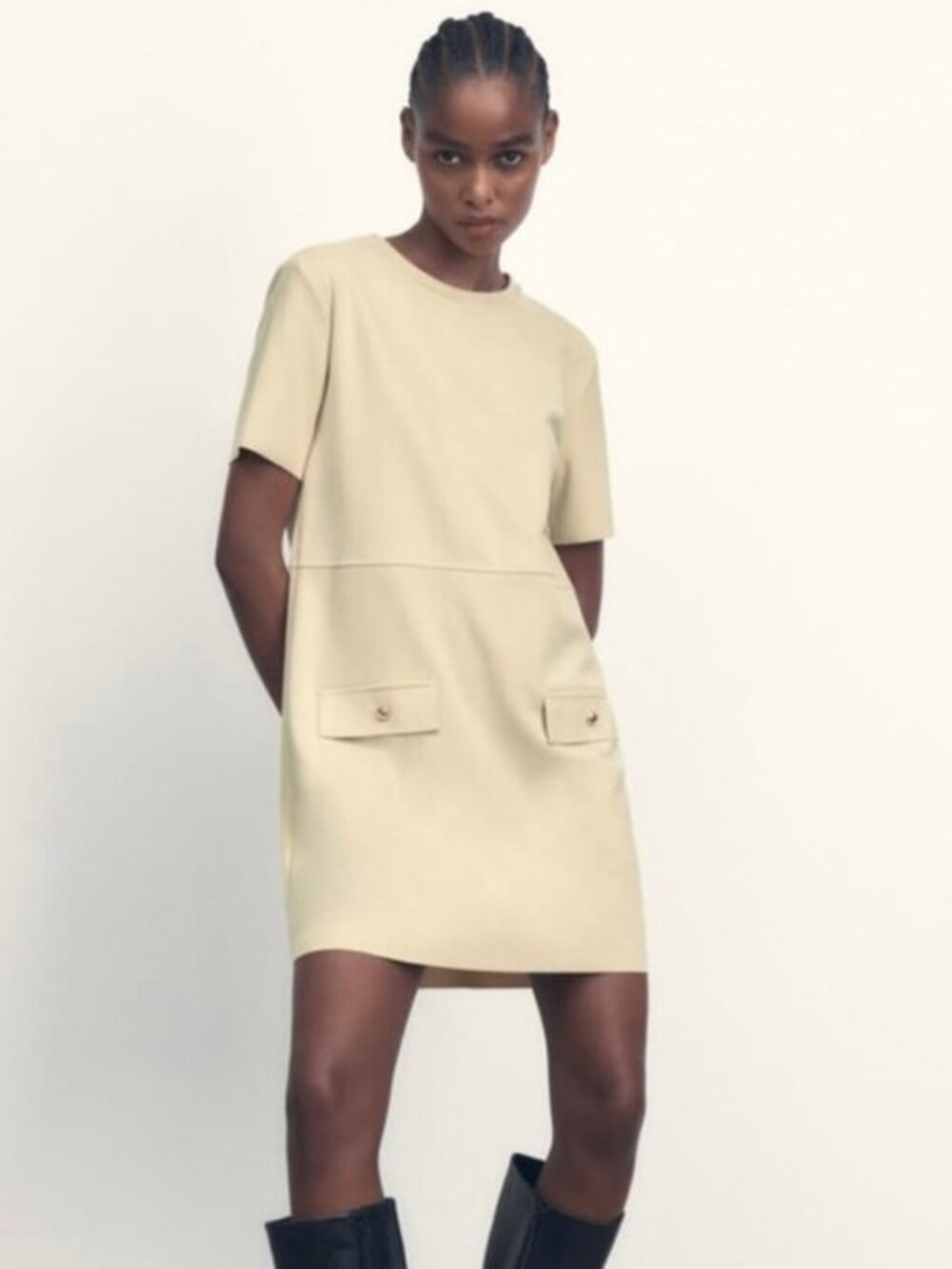 Zara Pastel Yellow Faux Suede Mini Dress Euro Summer Vactation Size S NWT